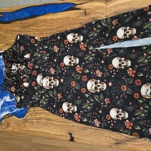 Skull and Floral Print Dress